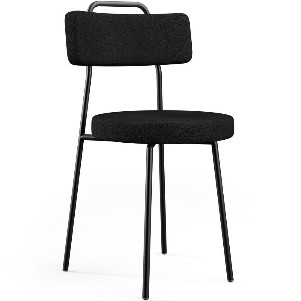 Cadeira Decorativa Estofada Para Sala De Jantar Barcelona L02 Poliéster Preto - Lyam