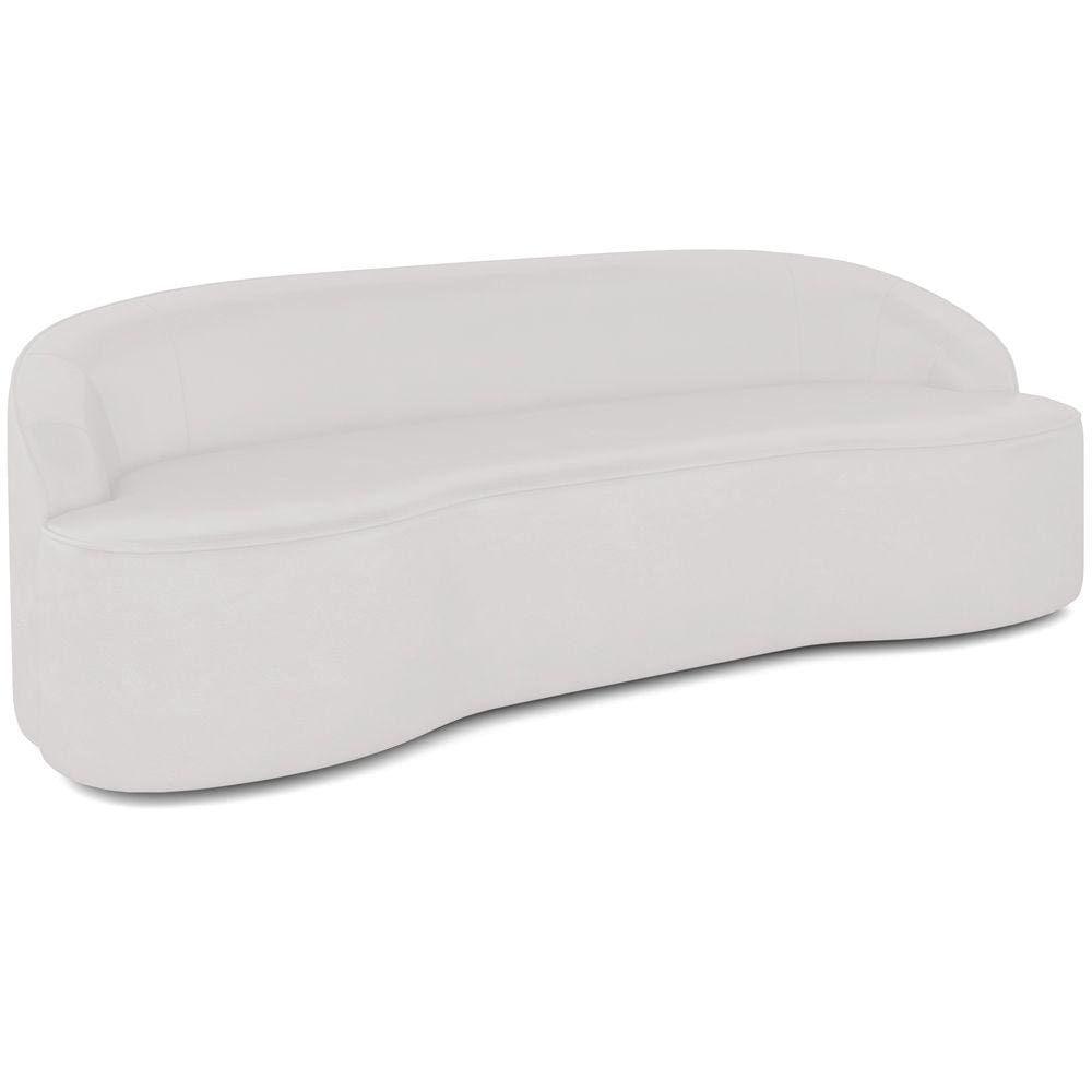 Sofá 4 Lugares Curvo Sala de Estar Living Lótus D02 Corino Branco 280 cm C-12 - Lyam