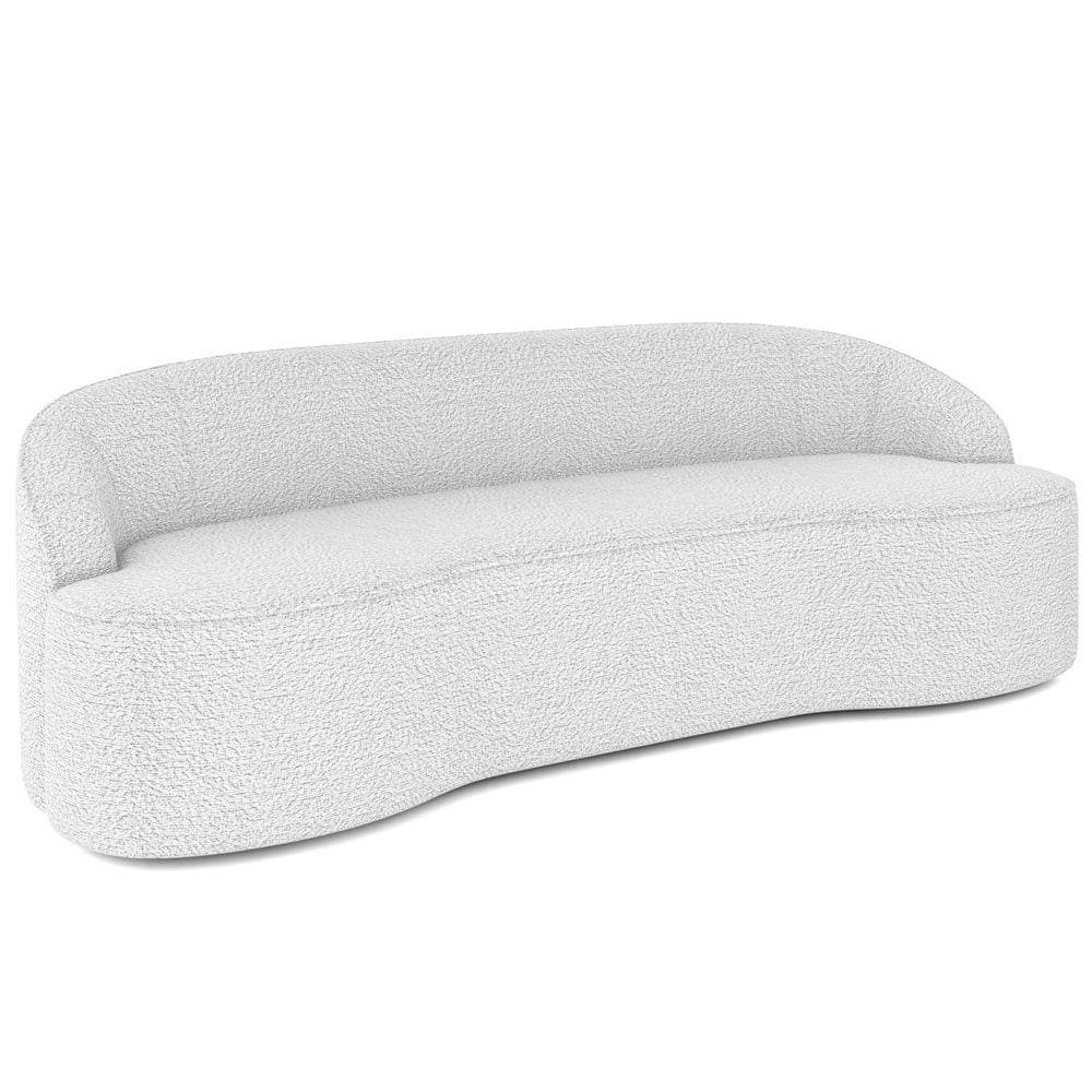 Sofá 3 Lugares Curvo Sala de Estar Living Lótus D02 Bouclê Branco 210 cm B-53 - Lyam