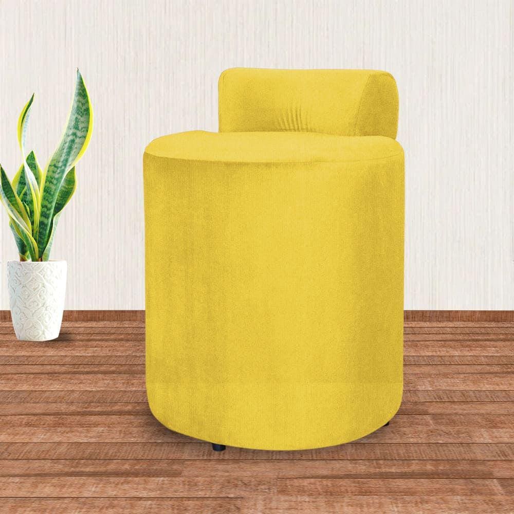 Puff Decorativo Athena Suede Amarelo - Vallisa Decor