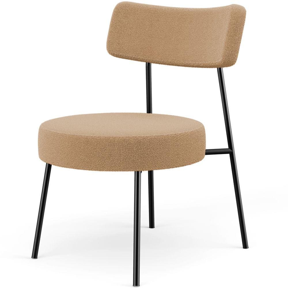 Poltrona Decorativa Para Sala De Estar Base Fixa Londres L02 Bouclê Mostarda - Lyam