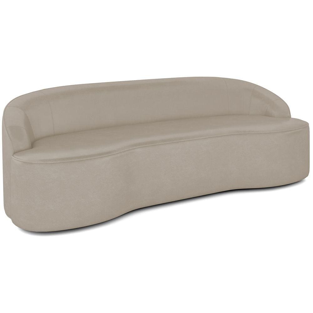Sofá 3 Lugares Curvo Sala de Estar Living Lótus D02 Corino Bege 180 cm C-26 - Lyam