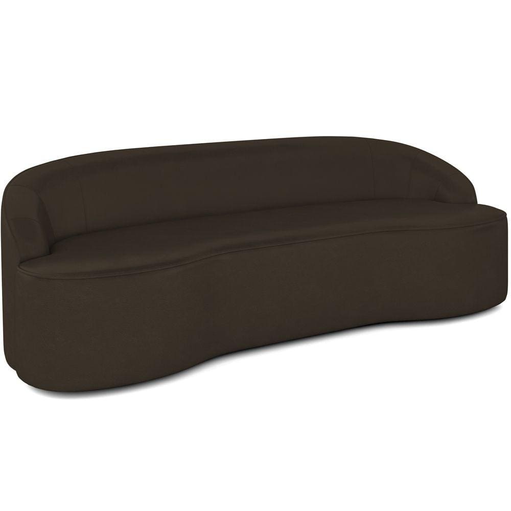 Sofá 3 Lugares Curvo Sala de Estar Living Lótus D02 Corino Marrom 180 cm C-34 - Lyam