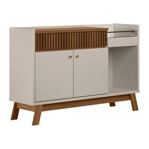 Buffet Aparador Carol 2 Portas Freijó e Off White 87x133 cm L04 - D`Rossi