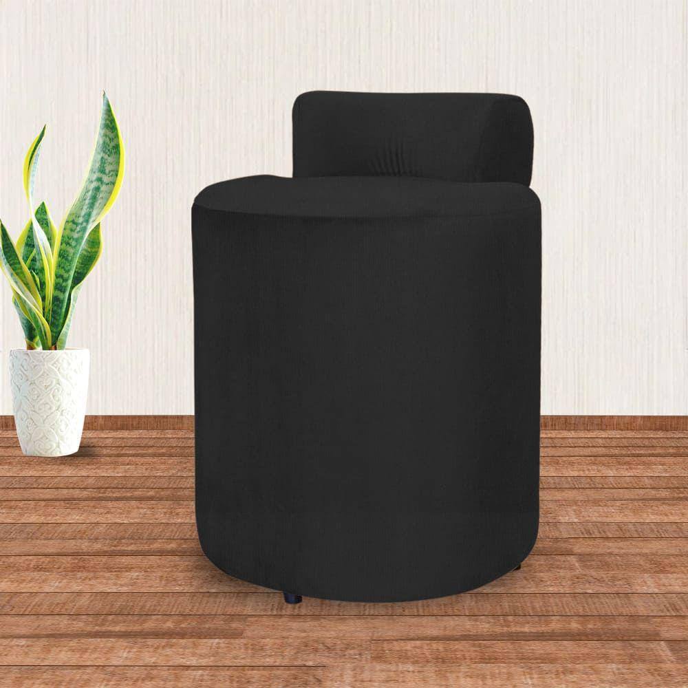 Puff Athena Suede Preto - Vallisa Decor