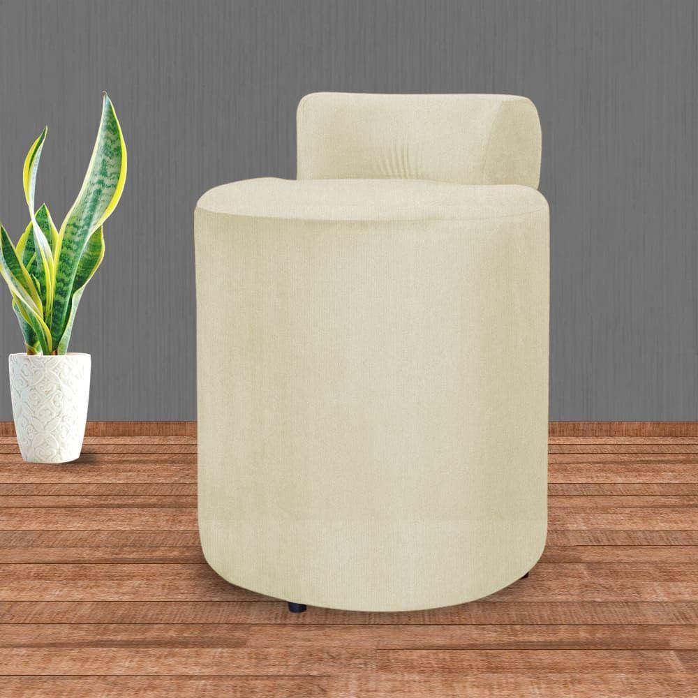 Puff Athena Suede Marfim - Vallisa Decor