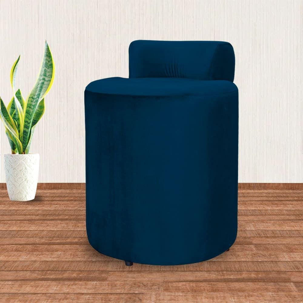 Puff Athena Quarto Veludo Azul Marinho - Vallisa Decor