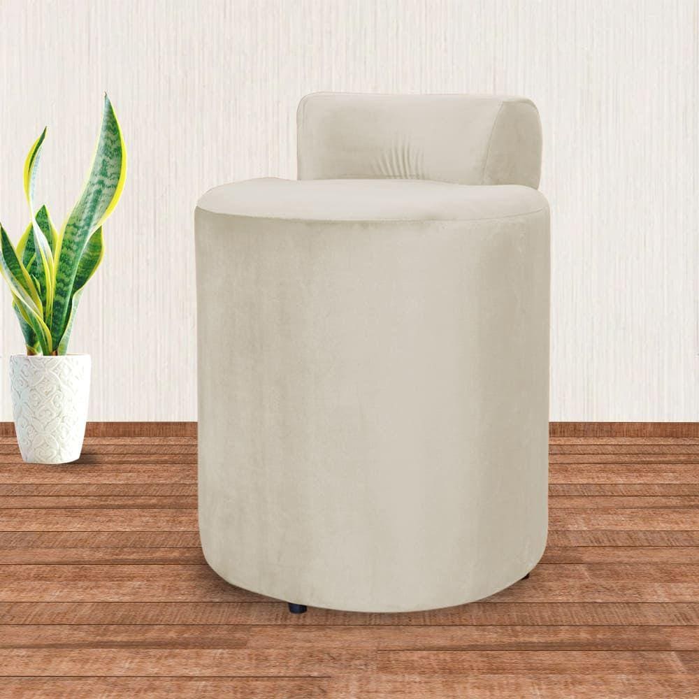 Puff Athena Quarto Veludo Bege - Vallisa Decor
