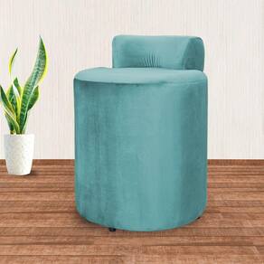 Puff Athena Quarto Veludo Azul Turquesa - Vallisa Decor
