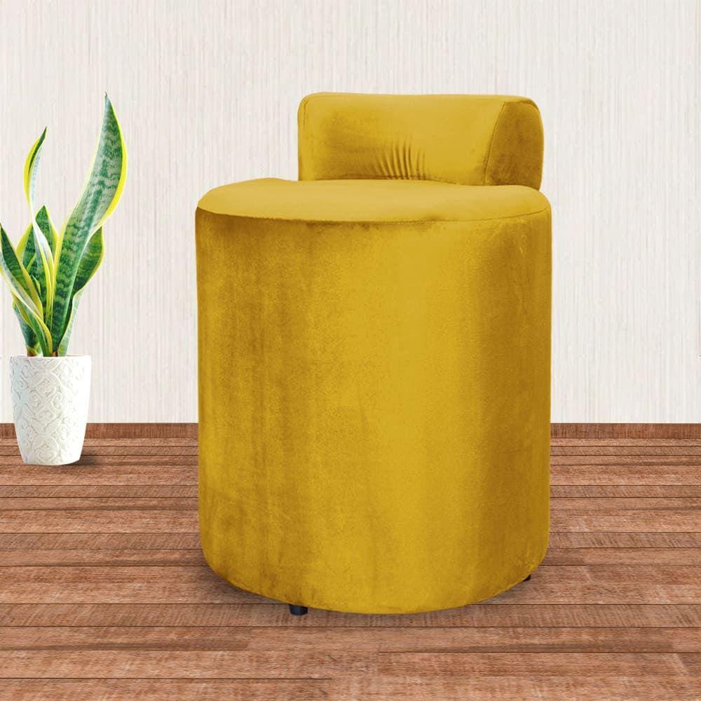 Puff Athena Veludo Mostarda - Vallisa Decor