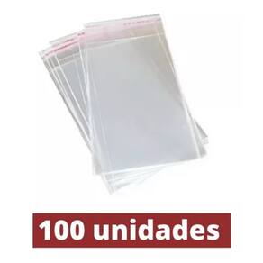 Saco Pacote de 100 unidades com Adesivo na Ponta Para Lacrar 20cm x 30cm Brilhante Incolor