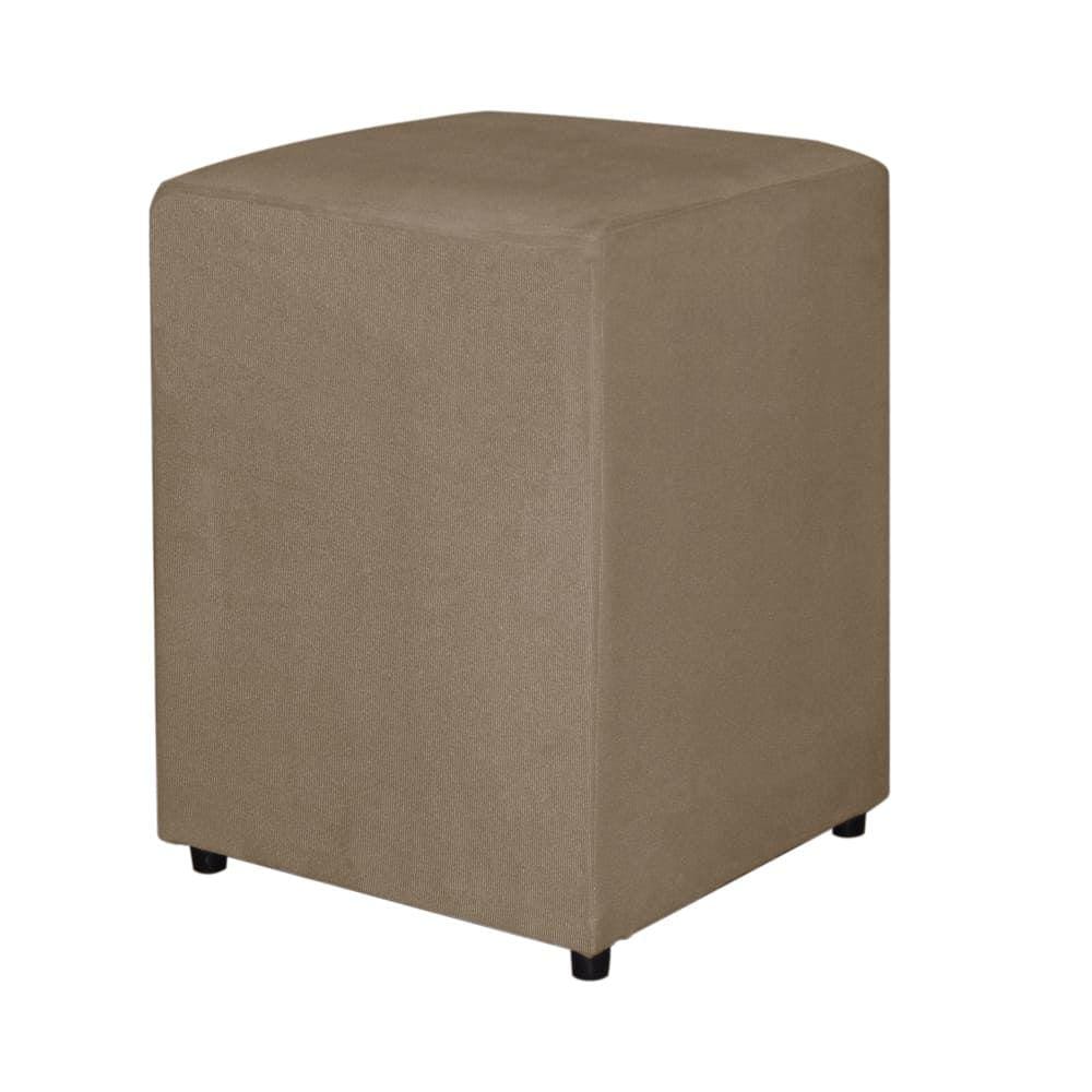 Puff Quadrado Decorativo Para Sala Suede Cappuccino - Vallisa Decor