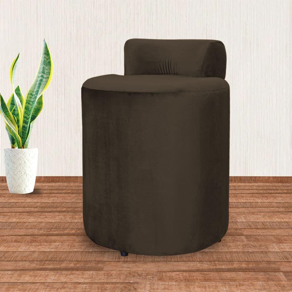 Puff Athena Veludo Marrom - Vallisa Decor