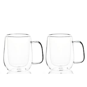 Conjunto 2 Copos Com Alça Parede Dupla 350ml Borossilicato
