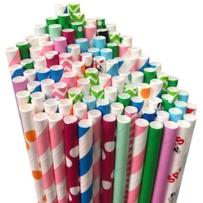 Kit 300 Canudo Colorido Papel 6Mm Biodegradável Drink Bebida