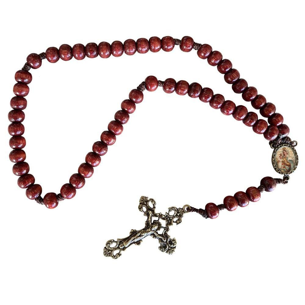 Terço de Madeira de Nossa Senhora do Carmo Marrom