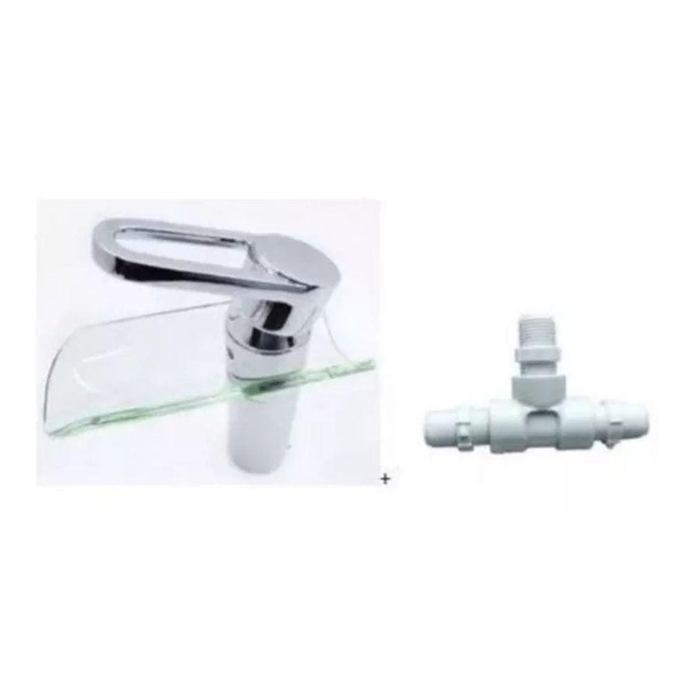 Torneira Cascata Monocomando Island Baixa + Kit Água Fria