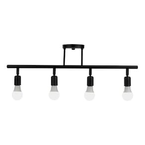 Lustre Luminária Trilho Em Alumínio Spot B/4 Preto Fosco