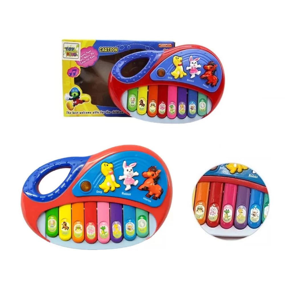 Brinquedo infantil pianinho musical fazendinha musicas sons de animais luz  e alca