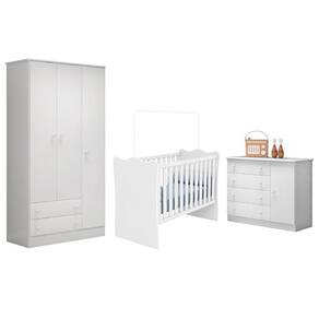 Dormitório Infantil Doce Sonho 3 Portas, Cômoda 1 Porta e Berço - Qmovi