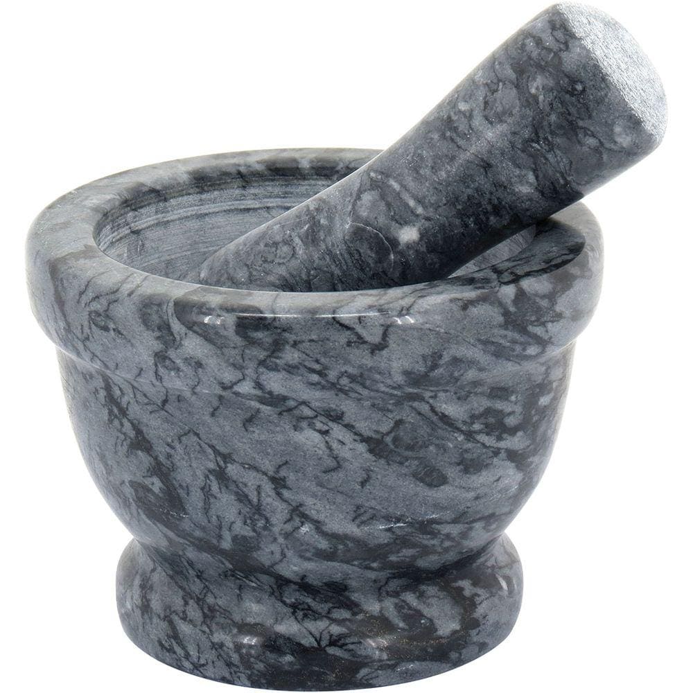 THEÓFILO PILÃO 10x14x14cm MARMORE CINZA COM MORTAR