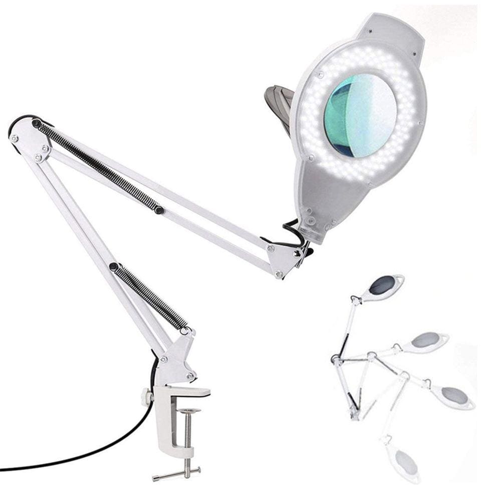 Lupa Luminaria Estetica Dentista Salao Cosmetologia Profissional Led Zoom Limpeza de Pele Flexivel Garra Suporte Mesa Giratorio Iluminaçao