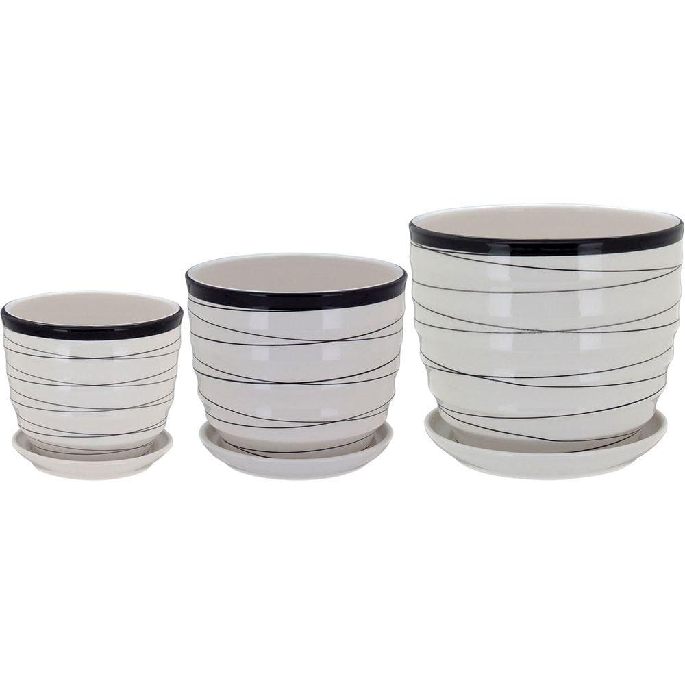 Cachepô Cerâmica Branco 3Pç