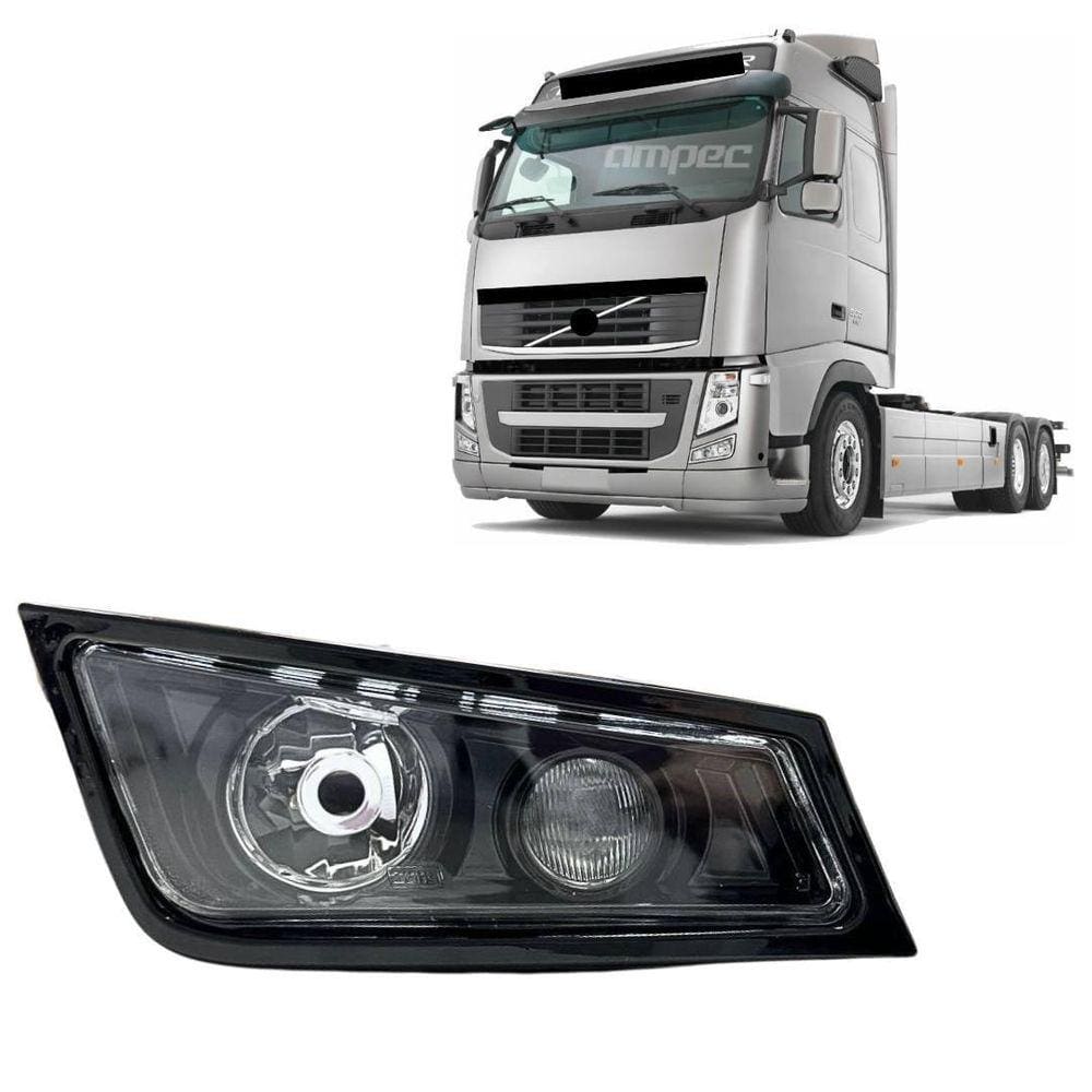 Farol Auxiliar Compatível Volvo Fh13 Máscara Negra Black Ld