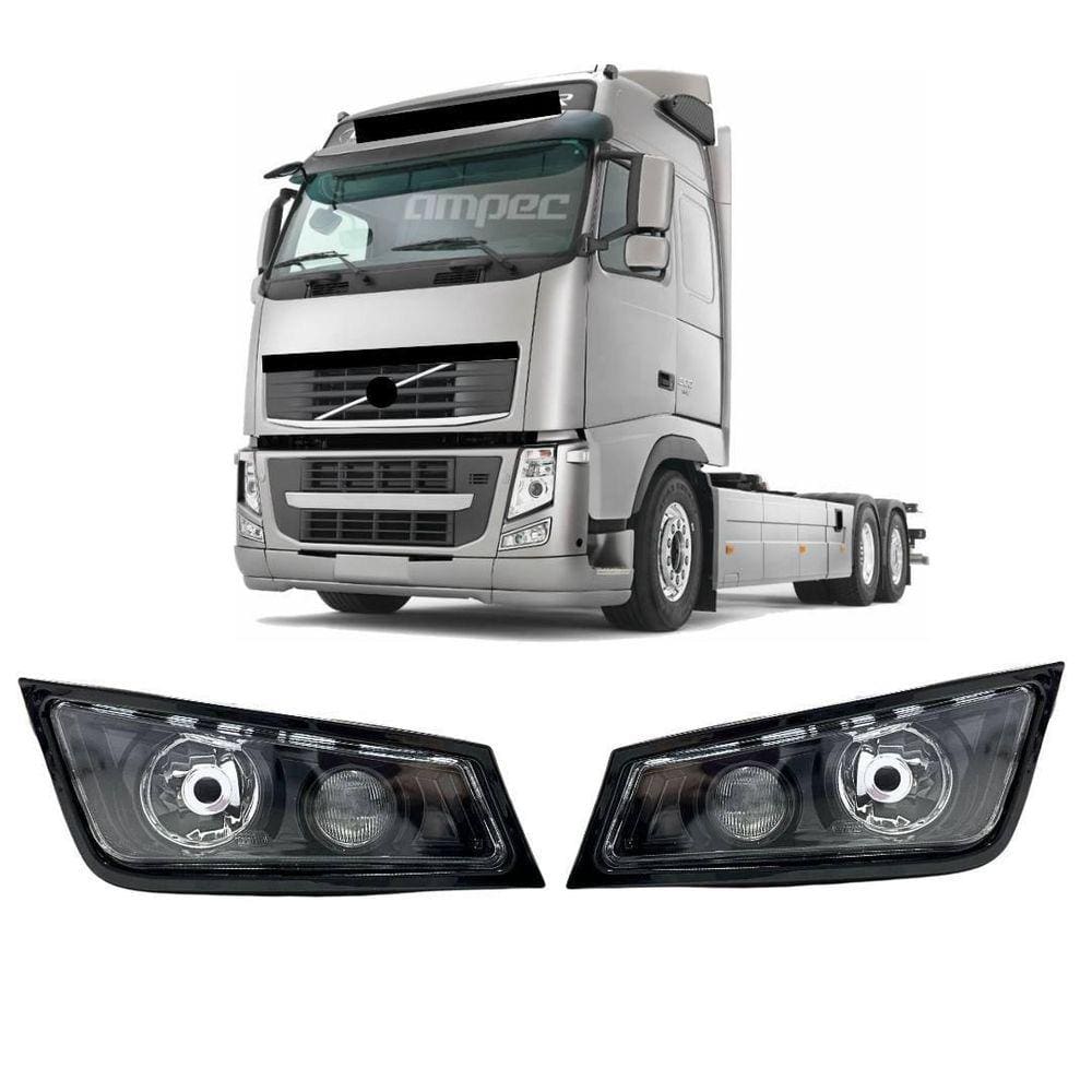 Par Farol Auxiliar Compatível Volvo Fh13 Máscara Negra Black