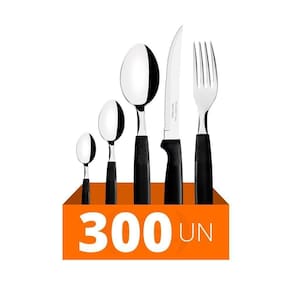 Faqueiro Ipanema 300 Peças Lâminas Em Aço Inox Cabo Preto Ptop - Tramontina