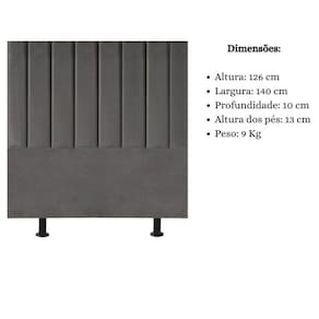 Cabeceira De Cama Casal Box 140 Cm Karla Carla Corino Cor:cinza