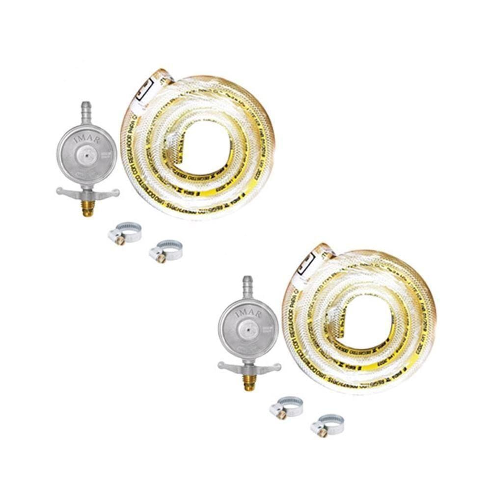 2 Kit Gás Bp 1kg Completo (válvula, Mangueira 1,25m E 2 Abraçadeiras) - Imar