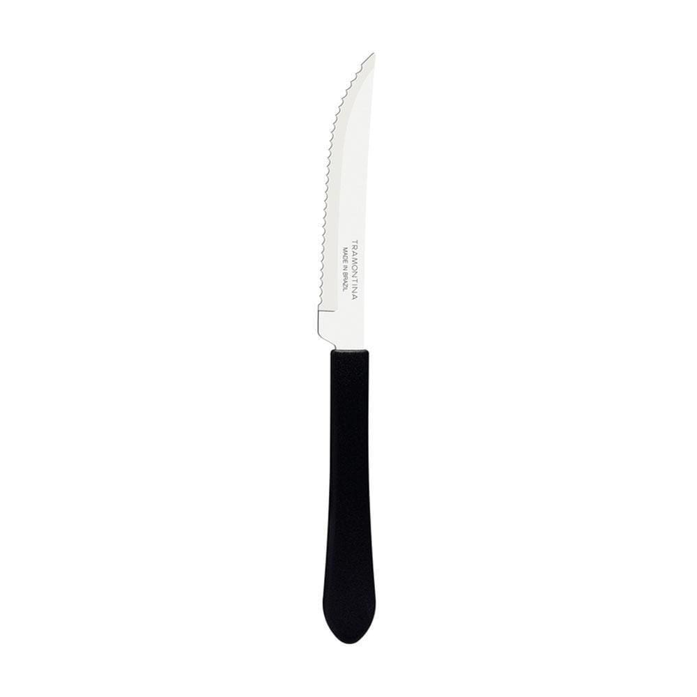 Kit - 12 Facas Para Churrasco Leme Com Lâmina Em Aço Inox 4 Pol Cabo Preto Fpbag - Tramontina