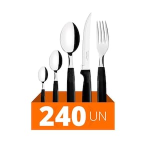 Faqueiro Ipanema 240 Peças Lâminas Em Aço Inox Cabo Preto Ptop - Tramontina