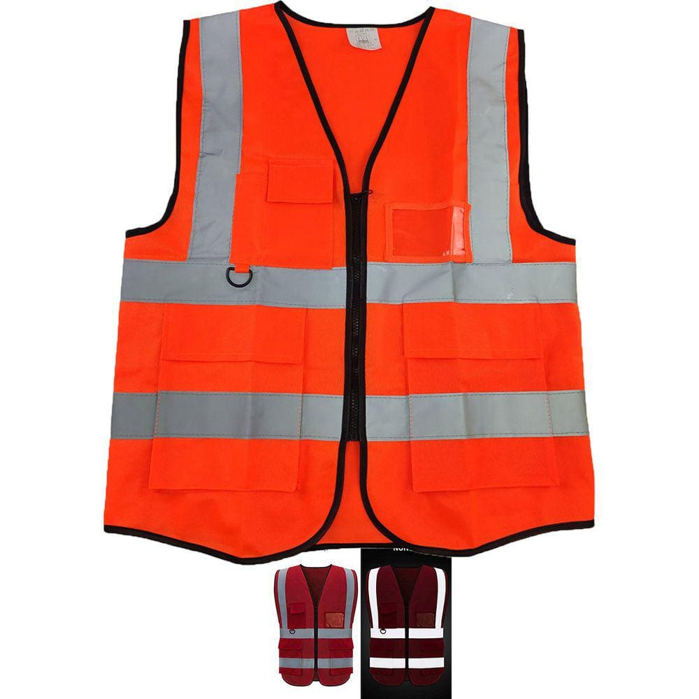 Colete Faixa Sinalizador Blusao Fluorescente Segurança Trabalho EPI Obra Construçao Transito Sinal Proteçao Blusa Porta Cracha Caneta