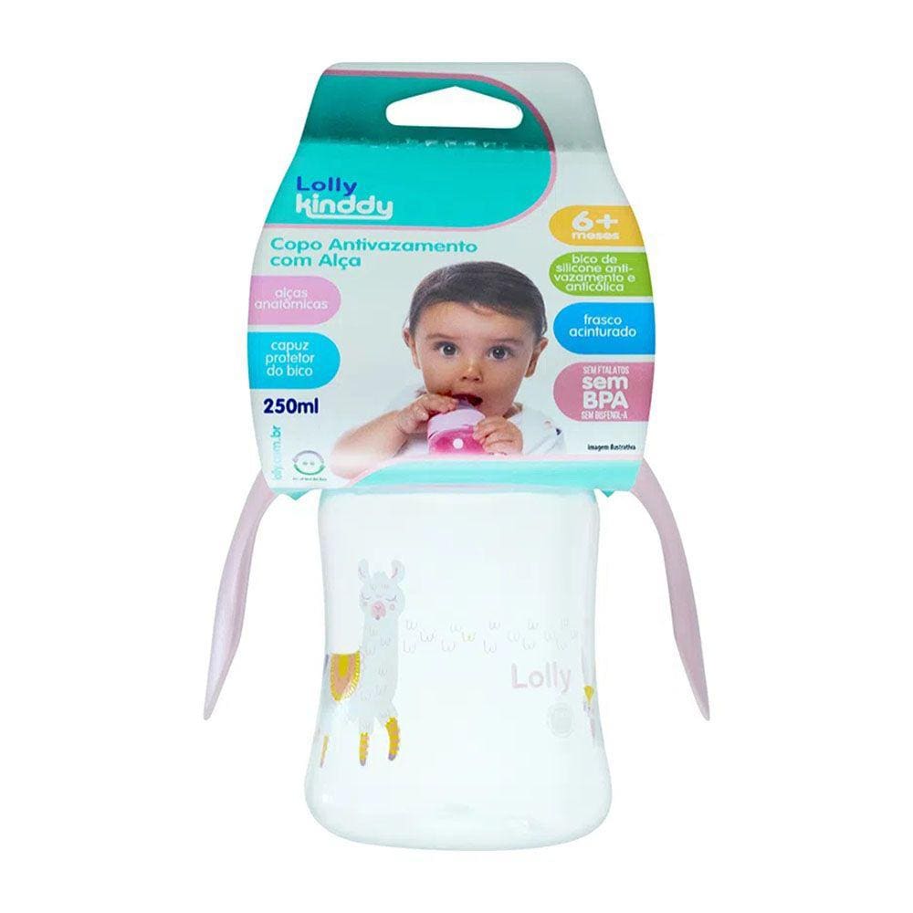 Copo Antivazamento com Alça - 250ml - Zoo - Rosa - Lolly Kinddy