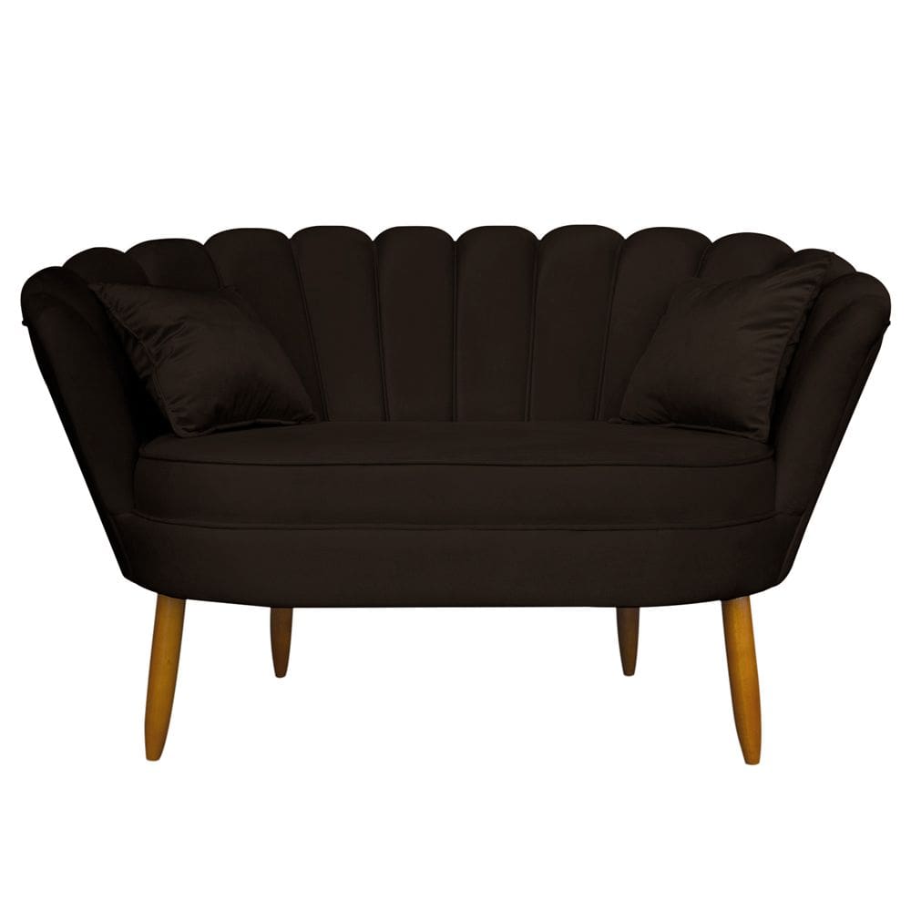 Namoradeira Pétala 2 Lugares Decorativa Veludo Marrom - Montanaris Decor