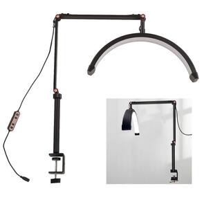 Luminaria Estetica Salao de Beleza Spa Arco Meia Lua 3 Tons Led Suporte Celular Mesa Limpeza de Pele Iluminaçao Ajustavel