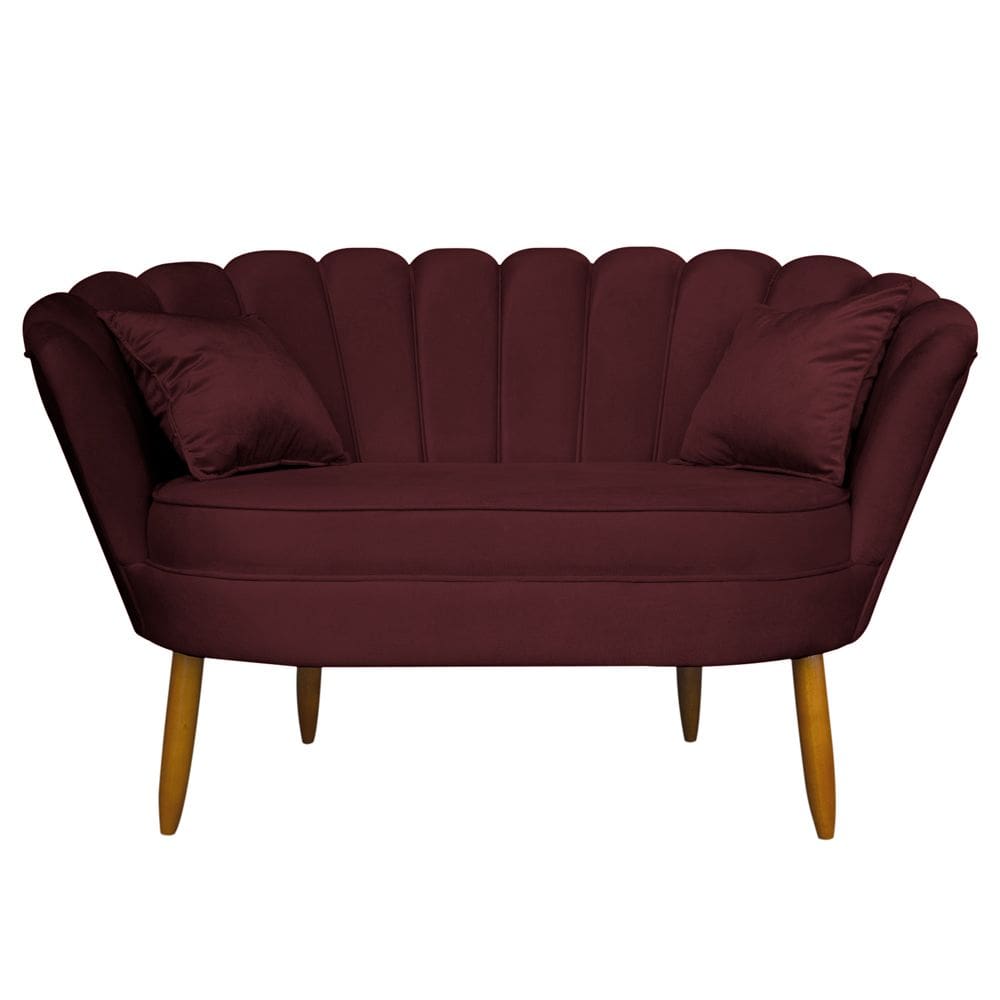 Namoradeira Pétala 2 Lugares Decorativa Veludo Bordô - Montanaris Decor