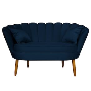 Namoradeira Pétala 2 Lugares Decorativa Veludo Azul Marinho - Montanaris Decor