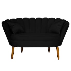 Namoradeira Pétala 2 Lugares Decorativa Veludo Preto - Montanaris Decor