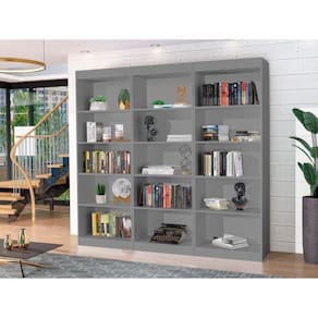 Conjunto 3 Estantes Livreiro Multiuso Larissa Cinza