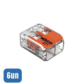 6 Conectores Automáticos Até 6,0mm 2 Polos 41a 221-612 - Wago