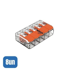 8 Conectores Emenda 4mm 5 Polos 221-415 - Wago