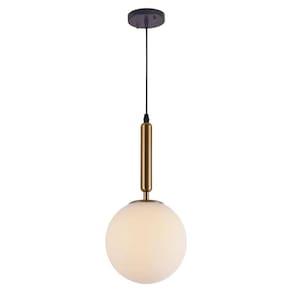 Pendente Dourado Globo Vidro Branco 40cm 1E14