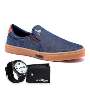 Slip On Masculino Casual Calce Fácil + Relógio + Carteira
