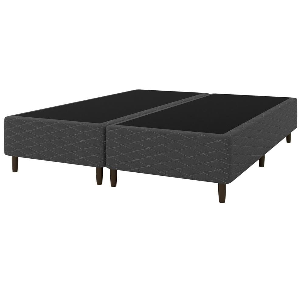 Base Cama Box para Colchão Casal Queen 158x198cm Flávia Cinza Umaflex