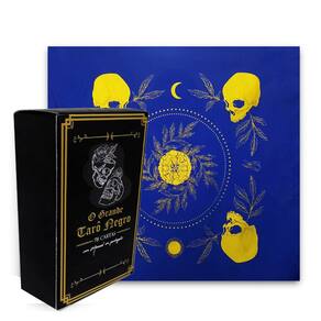 Kit Tarô Toalha Brilho Azul/Dourado e O Grande Taro Negro
