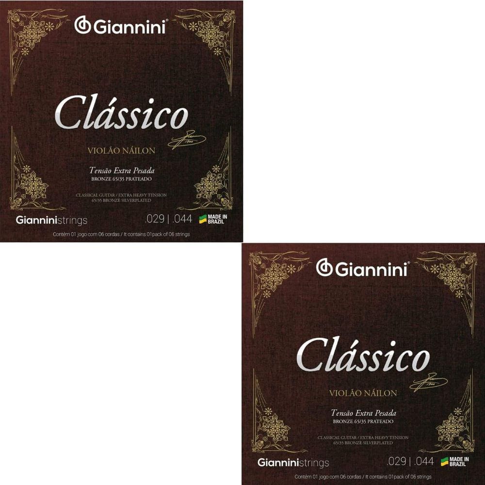 Kit 2 Encordoamento Violão Nylon Clássico Bronze 65/35 GENWXPA Extra Pesada