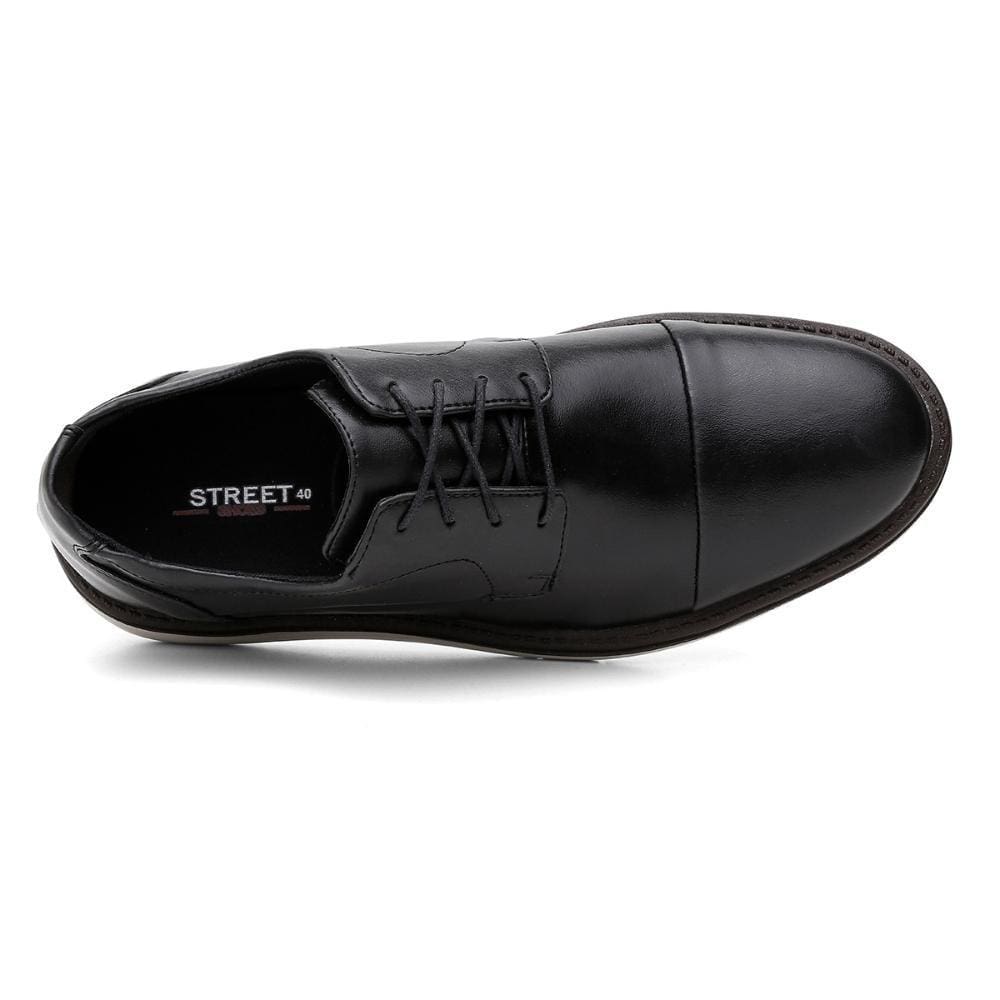 Sapato Derby Masculino Couro Bico Redondo Liso Casual Macio
